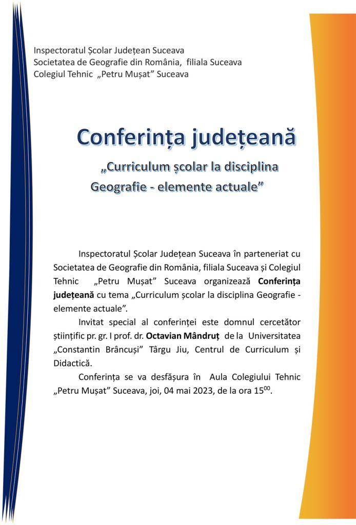 Conferința judeteană "Curriculum școlar la disciplina Geografie - elemente actuale"