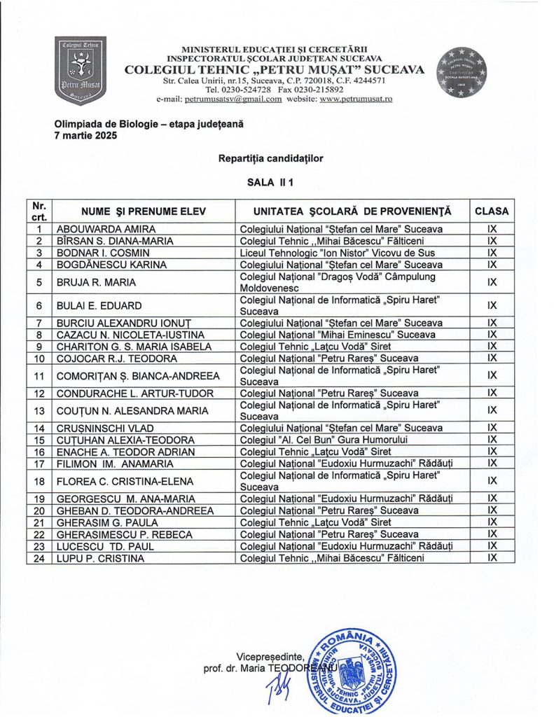 Olimpiada de Biologie - etapa județeană