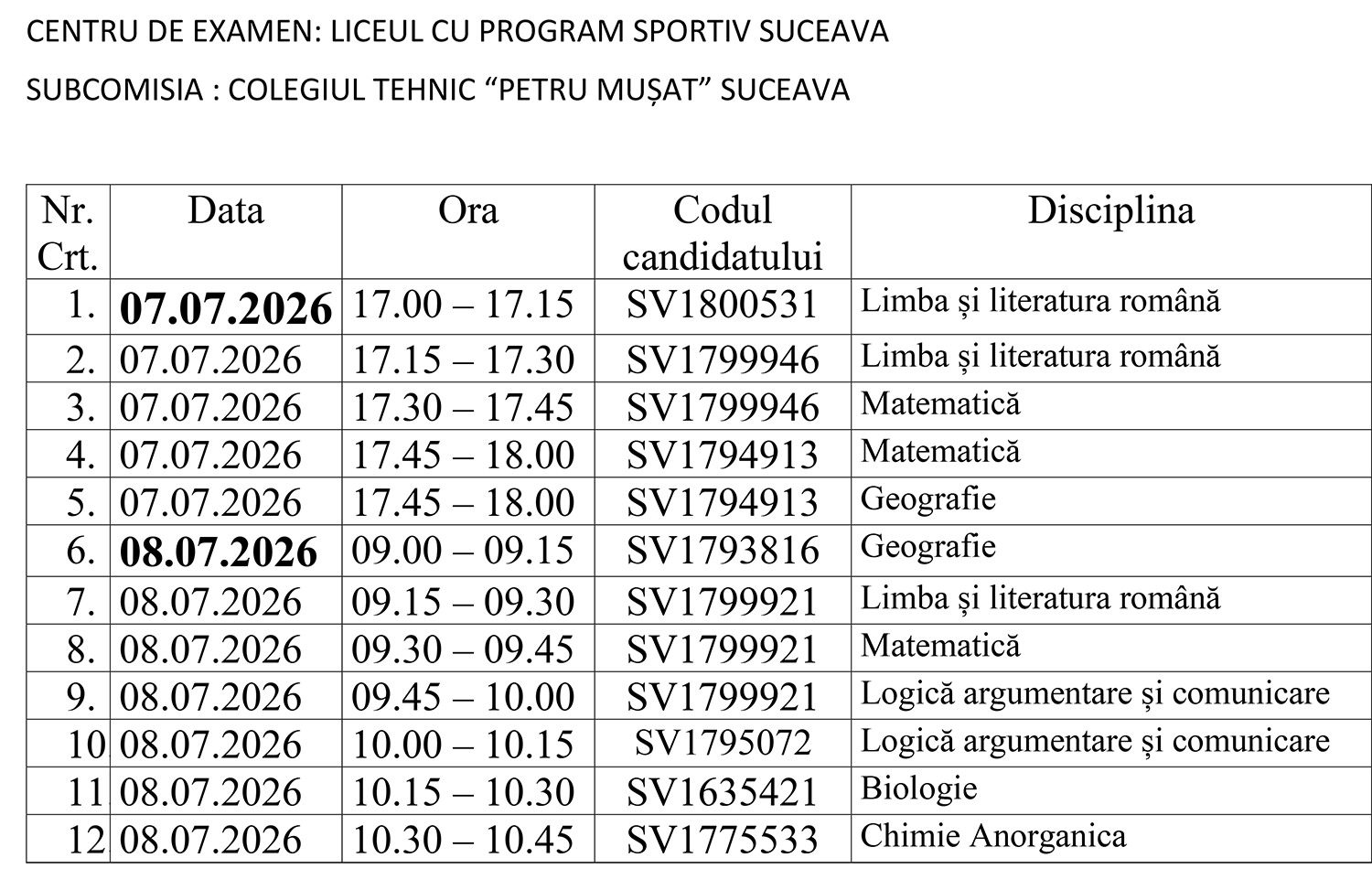 Examenul Național de Bacalaureat (2026) - programarea vizualizării lucrărilor scrise